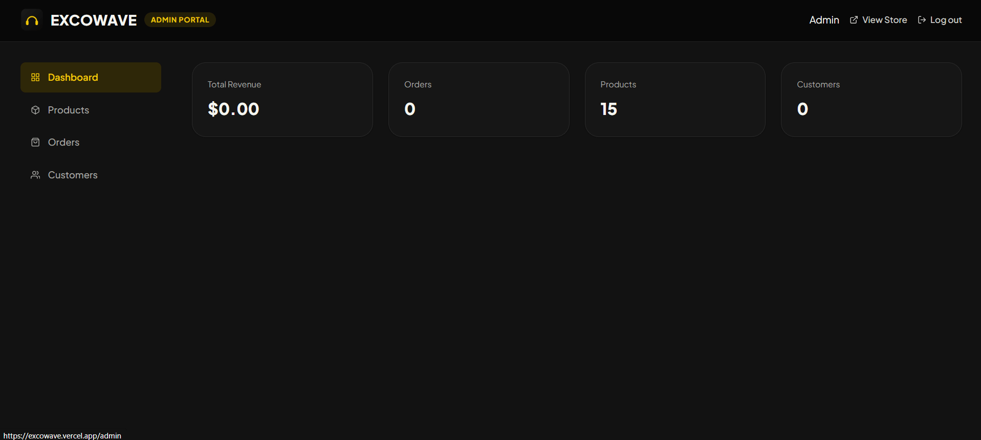 Exco Wave admin dashboard overview
