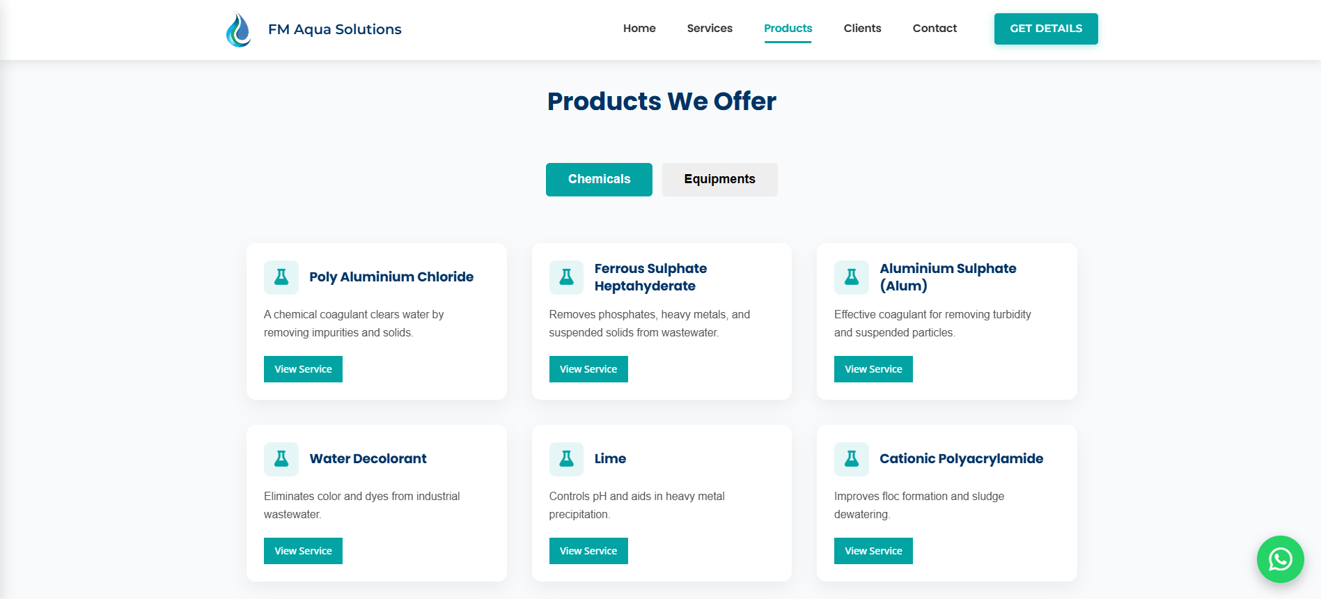 FM Aqua Solutions products page