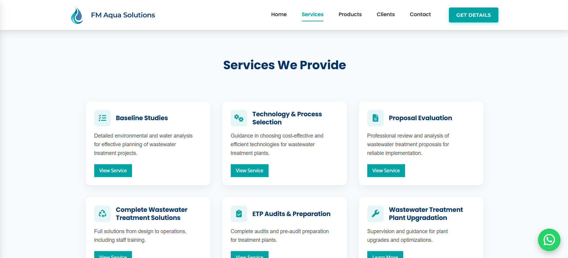 FM Aqua Solutions services page