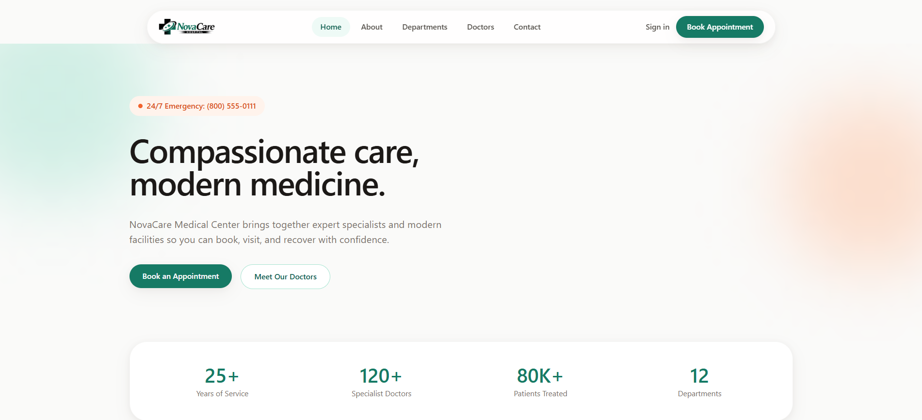 NovaCare patient portal dashboard
