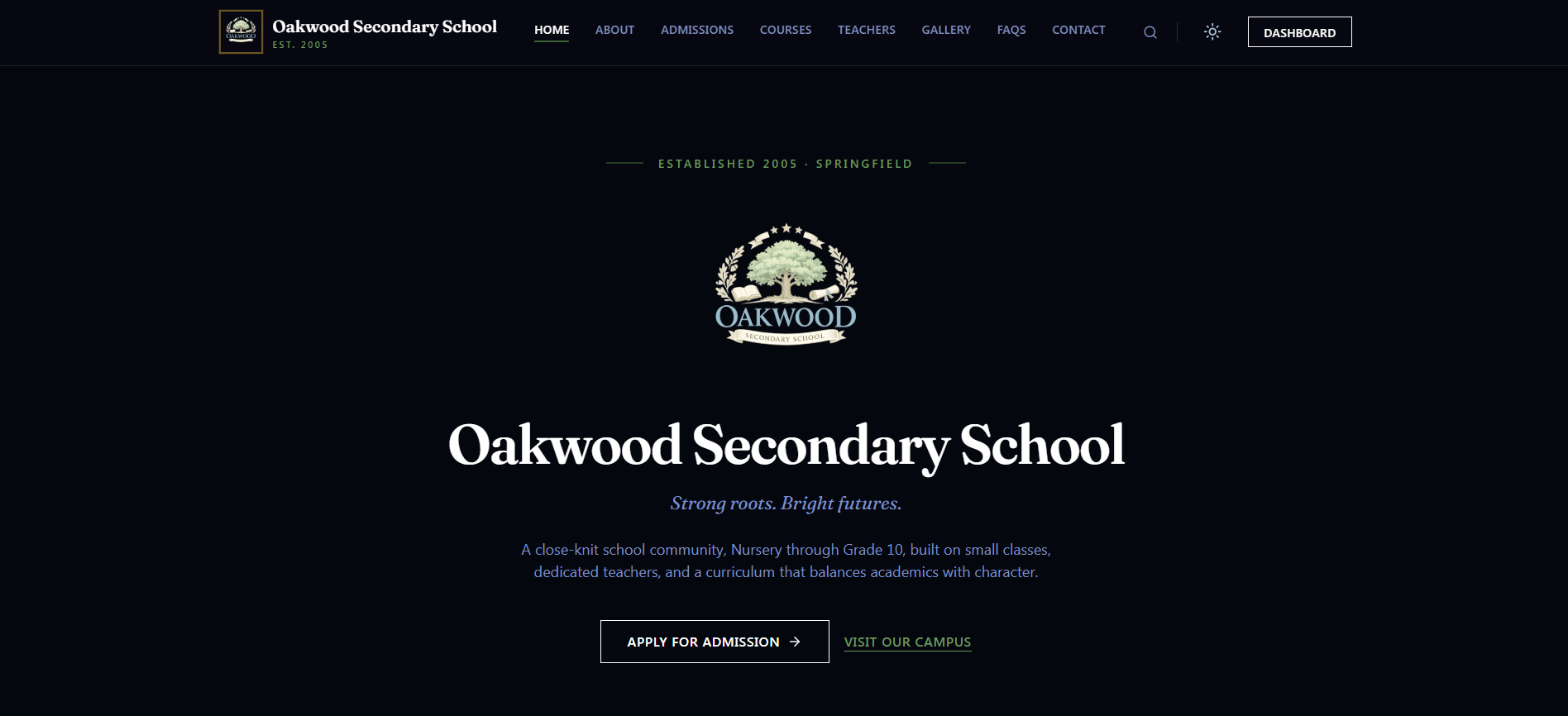Oakwood Secondary School website